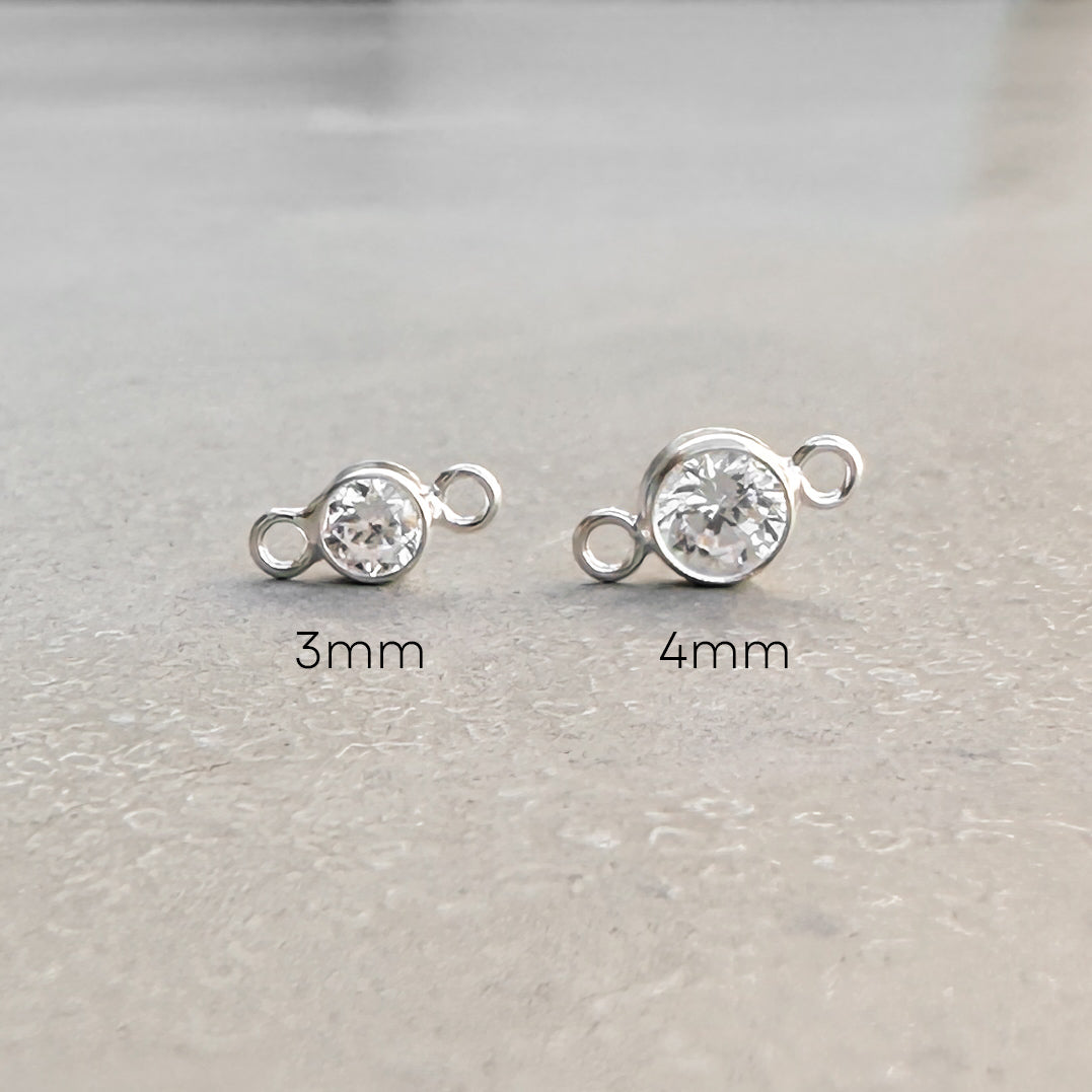 Round Birthstone Connectors - 4mm