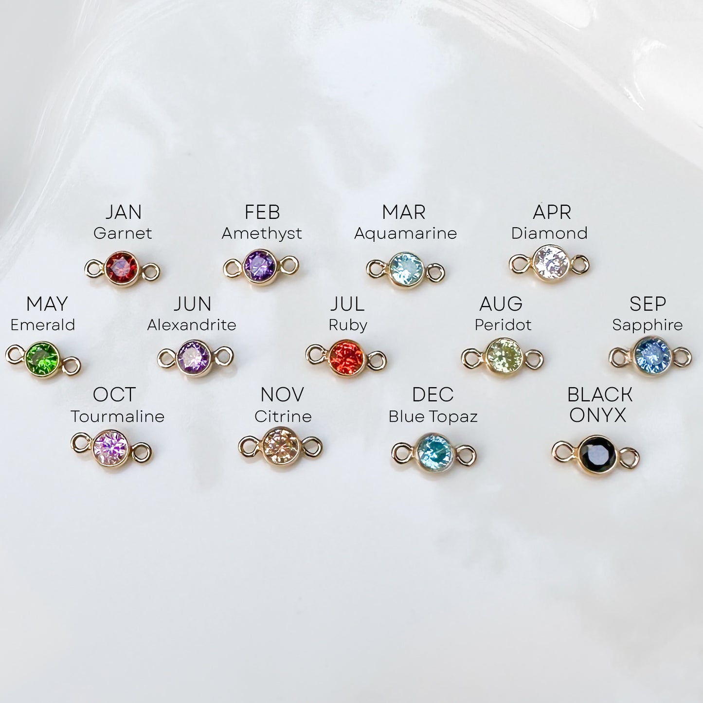 Round Birthstone Connectors - 3mm