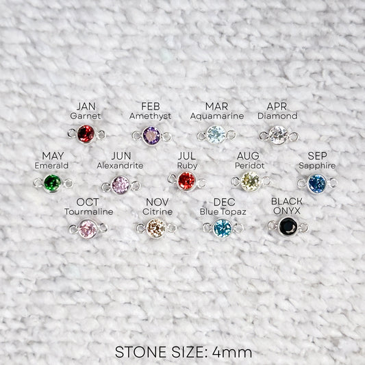 Round Birthstone Connectors - 4mm