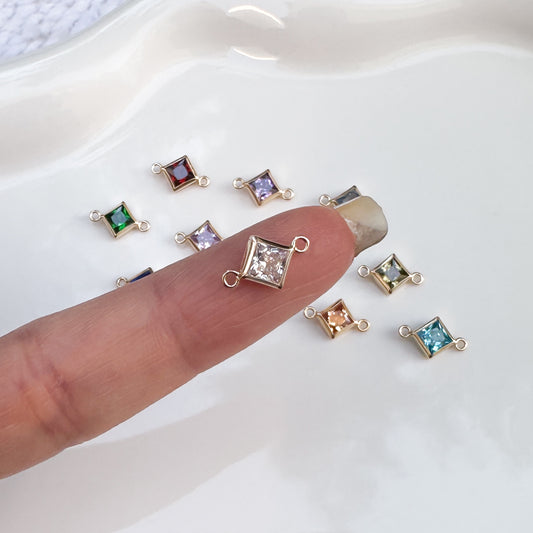 Diamond Birthstone Connectors - 4mm