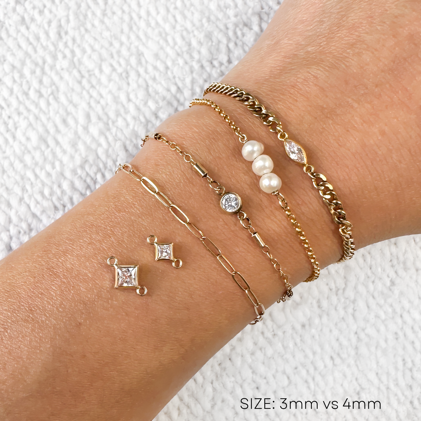 Diamond Birthstone Connectors - 3mm