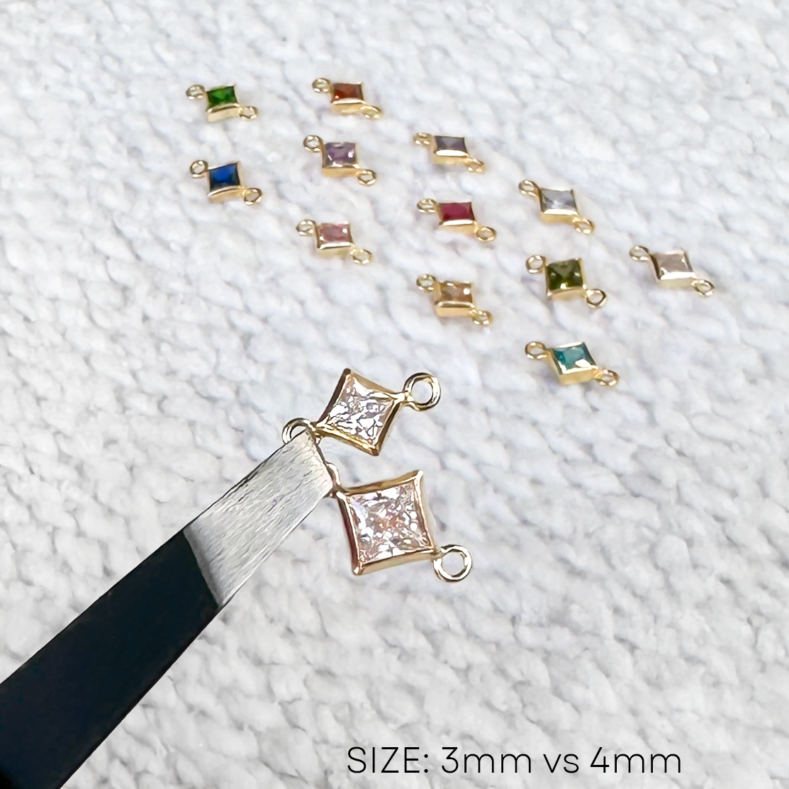 Diamond Birthstone Connectors - 3mm