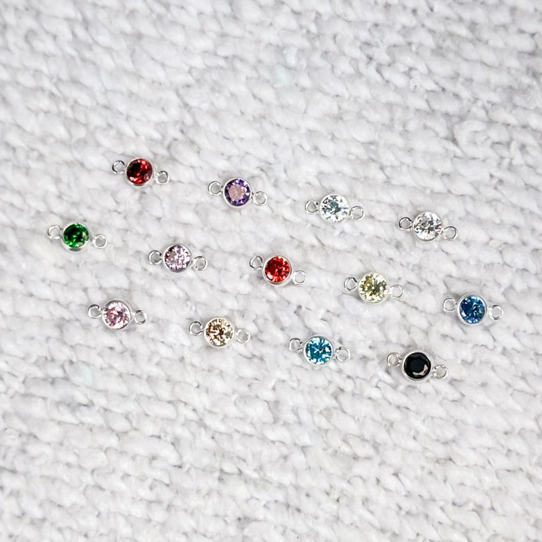 Round Birthstone Connectors - 4mm