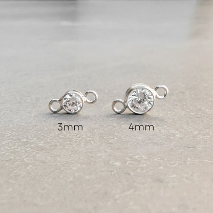 Round Birthstone Connectors - 4mm