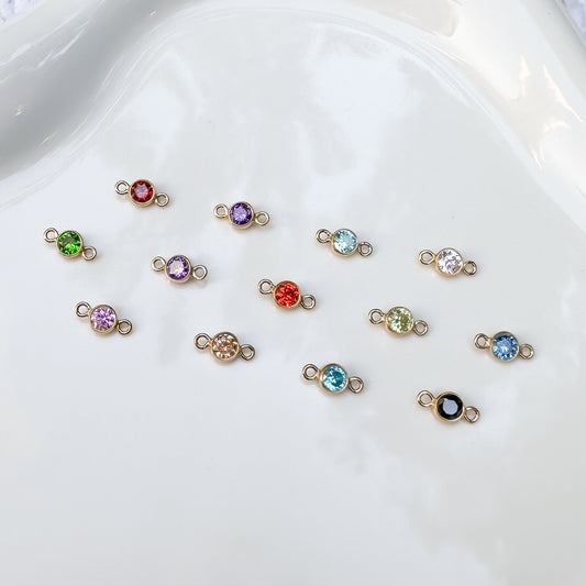 Round Birthstone Connectors - 3mm