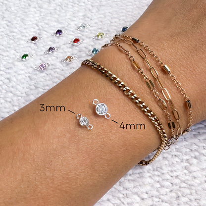 Round Birthstone Connectors - 4mm