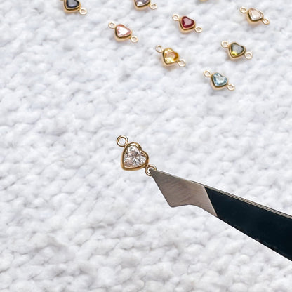 Heart Birthstone Connectors - 3mm/4mm