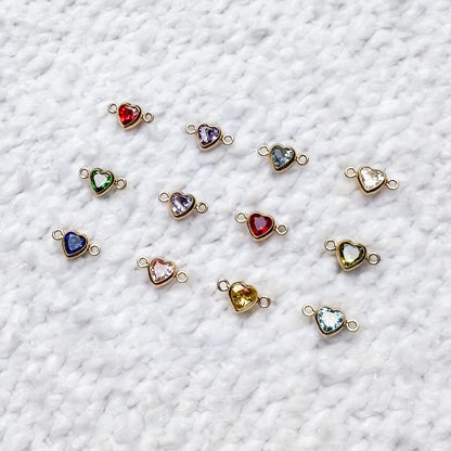 Heart Birthstone Connectors - 3mm/4mm