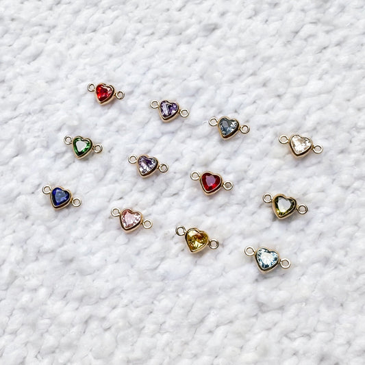 Heart Birthstone Connectors - 3mm/4mm