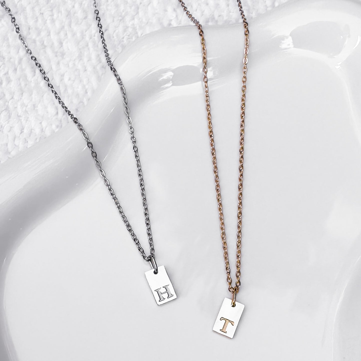 Mini Engraved Initial Pendant Necklaces