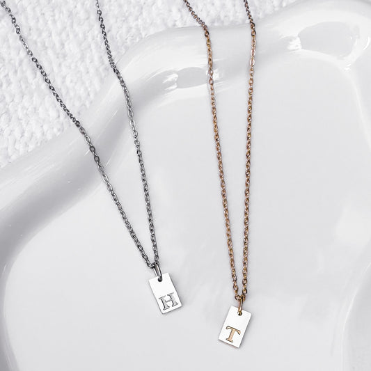 Mini Engraved Initial Pendant Necklaces