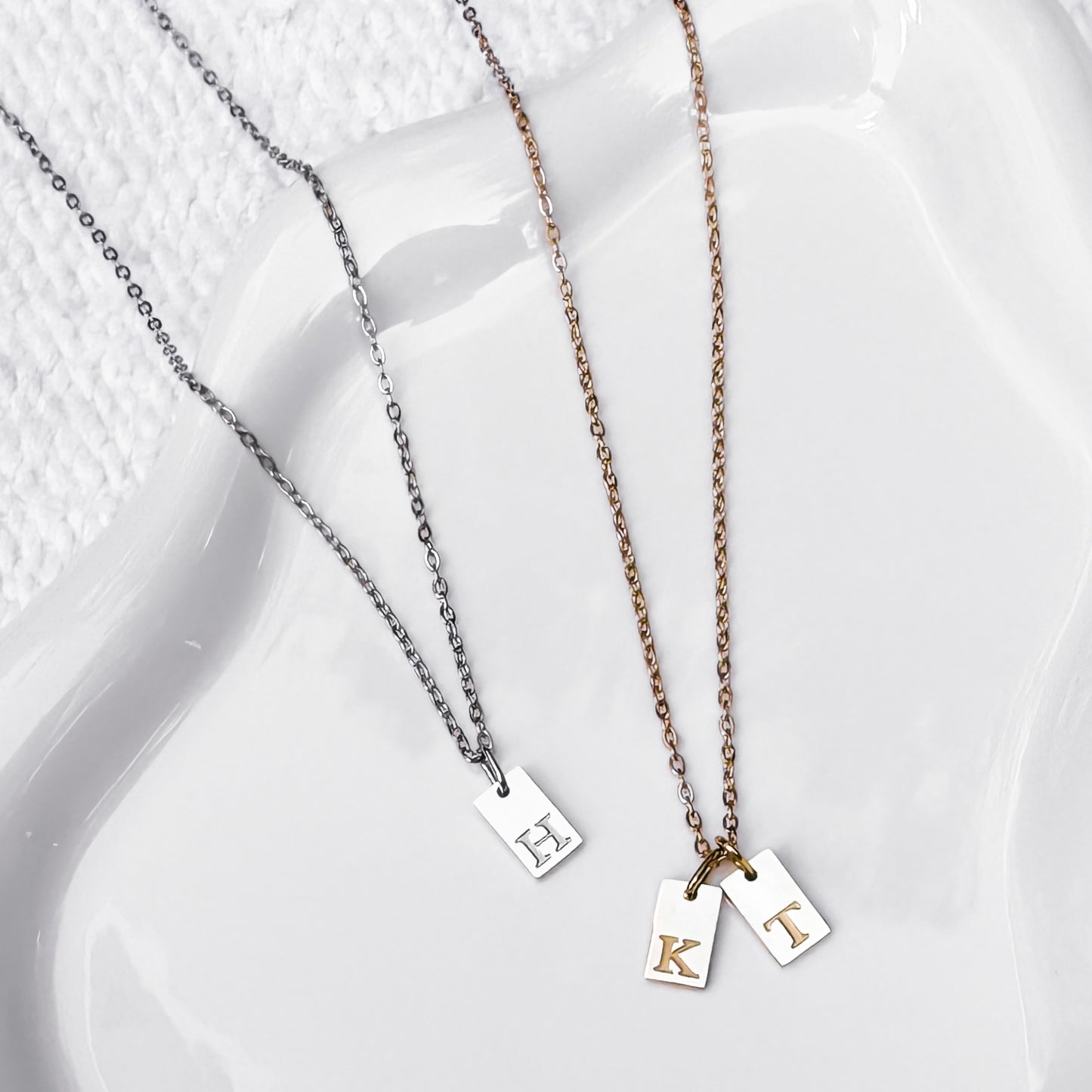 Mini Engraved Initial Pendant Necklaces