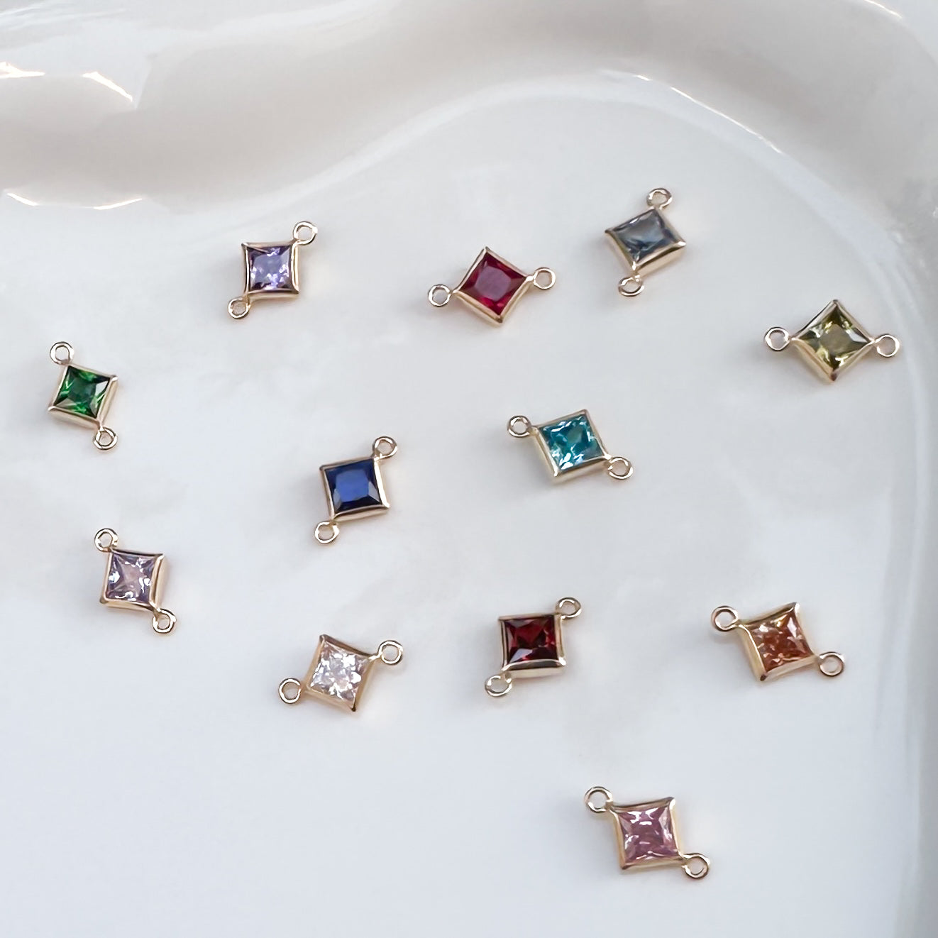 Diamond Birthstone Connectors - 4mm